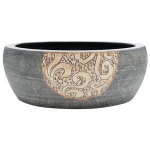 vidaXL Opzetwasbak rond &Phi;41x14 cm keramiek zwart en bruin
