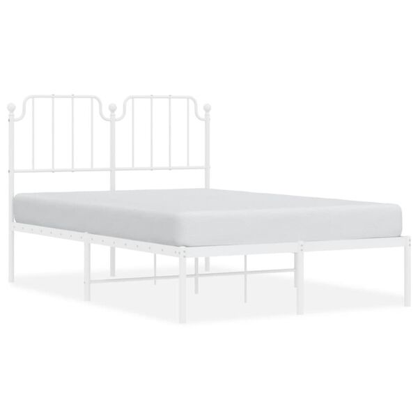 vidaXL Bedframe met hoofdbord metaal wit 120x200 cm