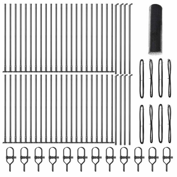 vidaXL Afrasteringspaal Grijs 100 x 0,6 m (25 mm gaas) Staal en PVC