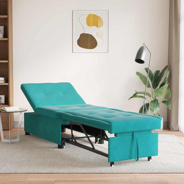 vidaXL Slaapbank Turquoise 194 x 67 x 82 cm Fluweel