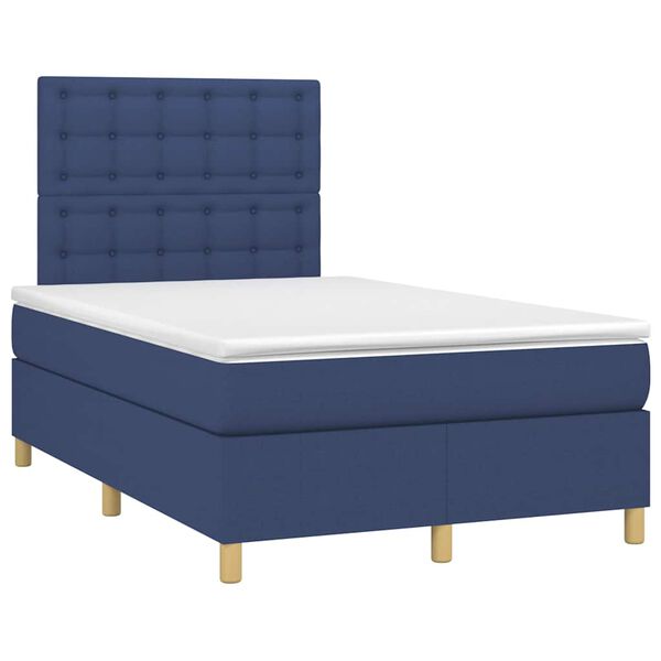 vidaXL Boxspring met matras en LED stof blauw 120x190 cm