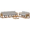 vidaXL Buiten bankenset met kussen 8 pcs Naturel en lichtgrijs