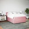 vidaXL Boxspring met matras fluweel roze 140x190 cm
