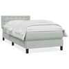vidaXL Boxspring met matras fluweel lichtgrijs 90x220 cm