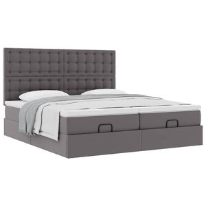 vidaXL Ottoman bed met matrassen 180x200cm kunstleer grijs