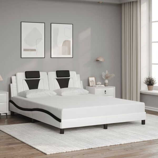 vidaXL Bedframe "Viana" met LED zonder matras wit en zwart 160x200 cm