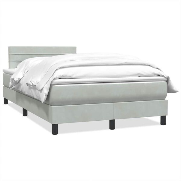 vidaXL Boxspring met matras fluweel lichtgrijs 120x220 cm
