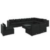 vidaXL 11-delige Loungeset met kussens poly rattan zwart