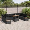 vidaXL Tuin Sofa Set met opslag 11 pcs Zwart Poly riet
