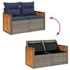 vidaXL 9-delige Loungeset met kussens poly rattan acacia grijs