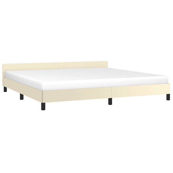 vidaXL Bedframe met hoofdeinde zonder matras 200x200 cm crèmekleurig