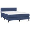 vidaXL Boxspring met matras stof blauw 140x200 cm