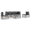 vidaXL 6-delige Loungeset met kussens poly rattan antracietkleurig