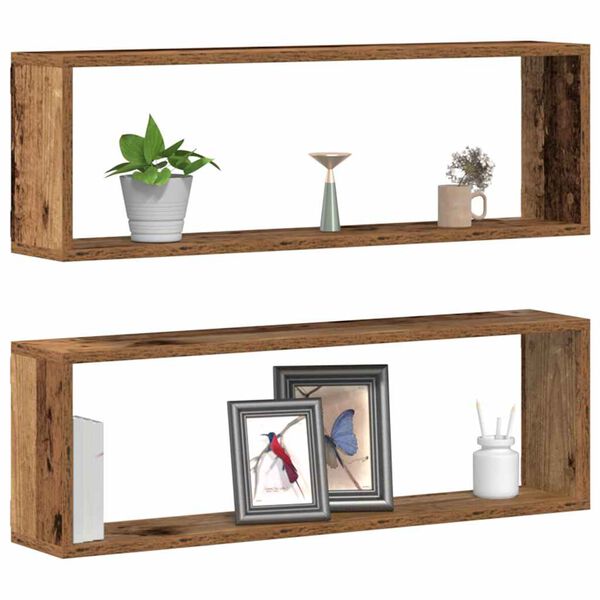 vidaXL Wandplank 2 pcs Oude hout 80 x 15 x 26 cm Bewerkt hout