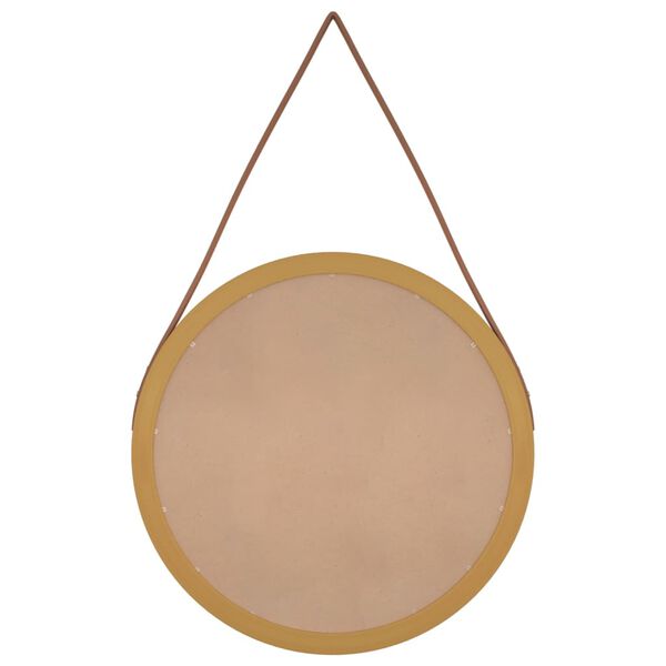 vidaXL Wandspiegel met band &Oslash; 45 cm goudkleurig