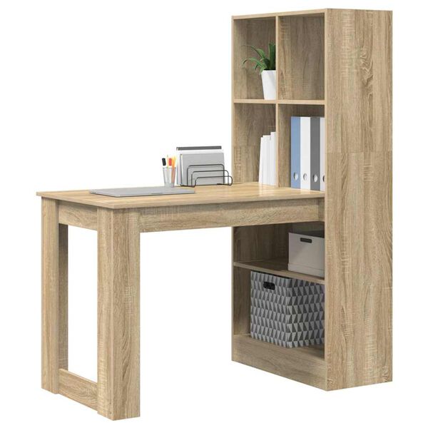 vidaXL Bureau met plank Sonoma Eiken 122 x 67 x 145 cm Bewerkt hout