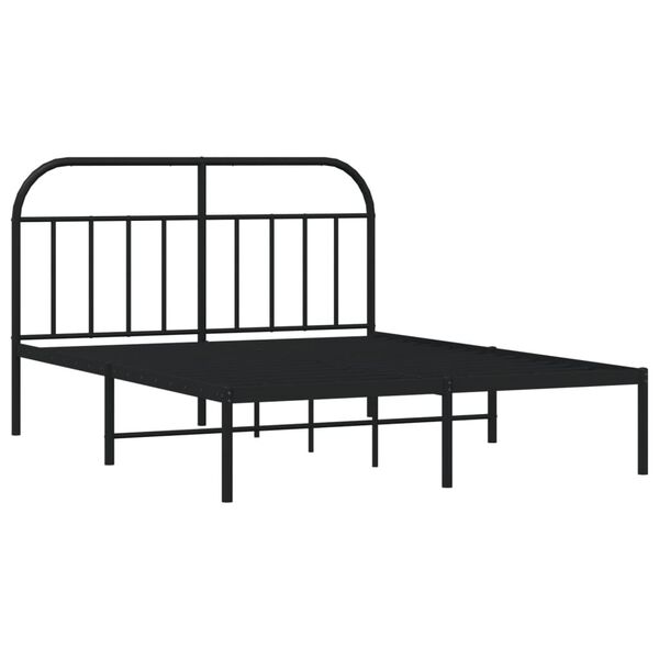vidaXL Bedframe met hoofdbord metaal zwart 140x200 cm