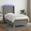 vidaXL Boxspring met matras en LED stof donkergrijs 90x190 cm