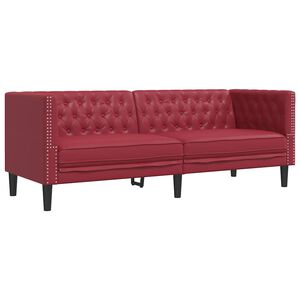 vidaXL Driezitsbank Chesterfield-stijl kunstleer wijnrood