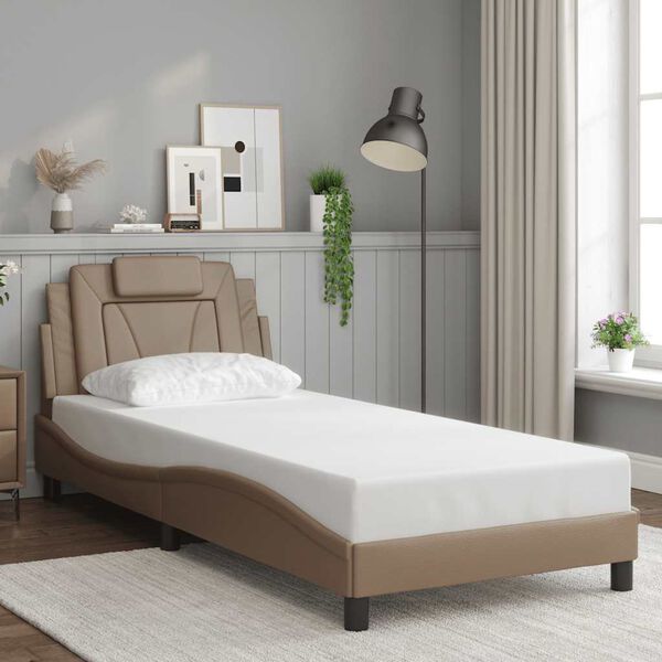 vidaXL Bedframe "Viana" zonder matras kunstleer cappuccinokleurig 90x200 cm