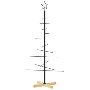 vidaXL Kerstdecoratie kerstboom met houten basis 120 cm metaal zwart