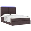 vidaXL Ottoman bed met matras en LED's 140x190cm stof donkerbruin