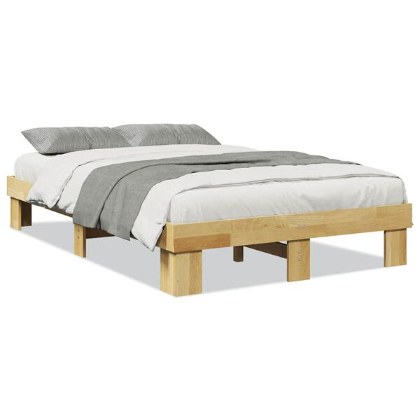 vidaXL Bedframe zonder matras 120x200 cm massief hout eiken