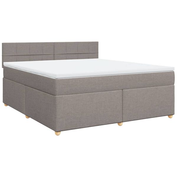 vidaXL Boxspring met matras stof taupe 180x200 cm