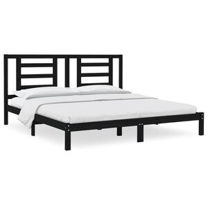 vidaXL Bedframe massief grenenhout zwart 200x200 cm