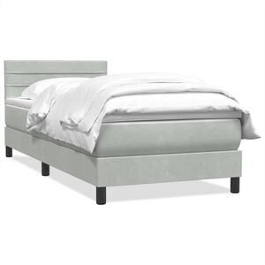vidaXL Boxspring met matras fluweel lichtgrijs 80x220 cm