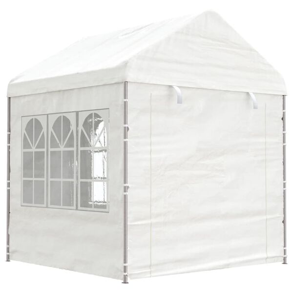 vidaXL Prieel met dak 8,92x2,28x2,69 m polyetheen wit
