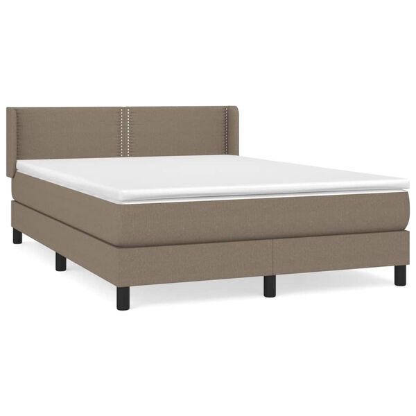 vidaXL Boxspring met matras stof taupe 140x200 cm