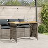 vidaXL Tuintafel met houten blad 110x68x70 cm poly rattan grijs