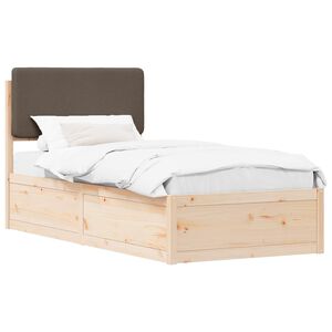 vidaXL Bedframe met Gevoerd Hoofdgedeelte Taupe 90 x 200 cm