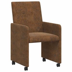 vidaXL Eetkamerstoelen met Wieltjes 2 st Faux suede leer Bruin