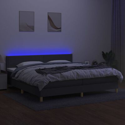 vidaXL Boxspring met matras en LED stof donkergrijs 200x200 cm