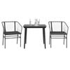 vidaXL 3-delige Tuinset met kussens poly rattan glas zwart
