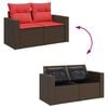 vidaXL 10-delige Loungeset met kussens poly rattan bruin