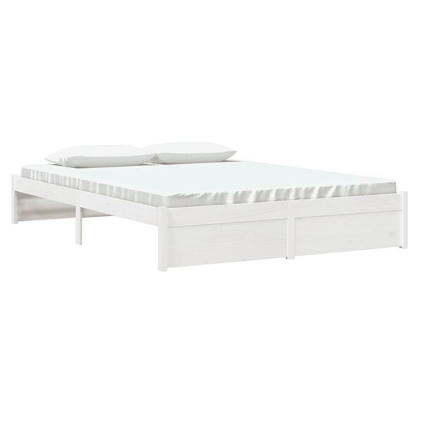 vidaXL Bedframe massief hout wit 150x200 cm