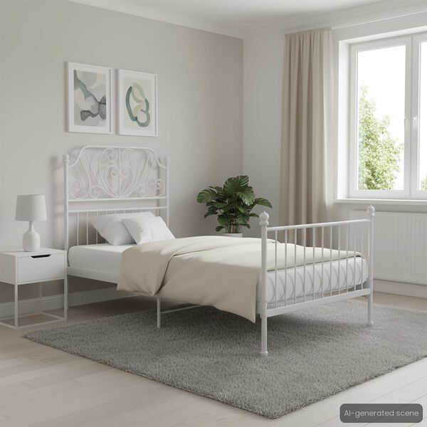 vidaXL Bedframe metaal wit 100x200 cm
