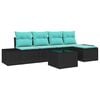 vidaXL Tuin Sofa Set 5 st Zwart en Turquoise poly rattan