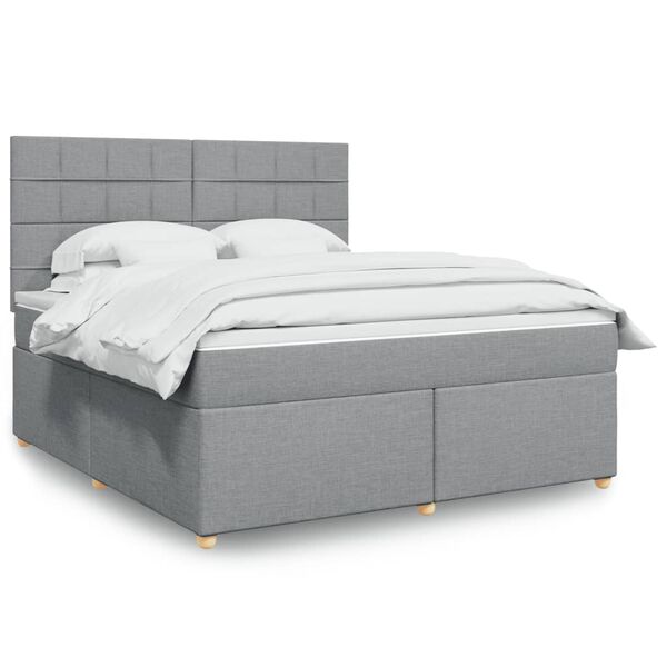 vidaXL Boxspring met matras stof lichtgrijs 180x200 cm