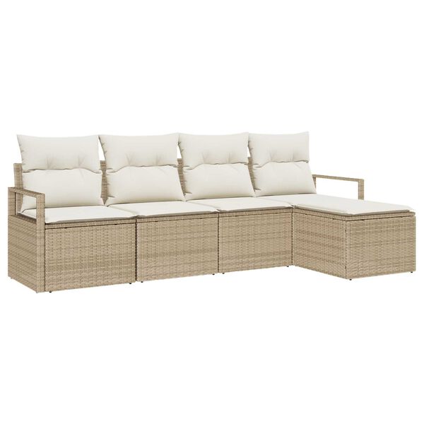 vidaXL Bankstel 5 pcs Beige poly rattan