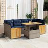 vidaXL 7-delige Loungeset met kussens poly rattan acacia grijs