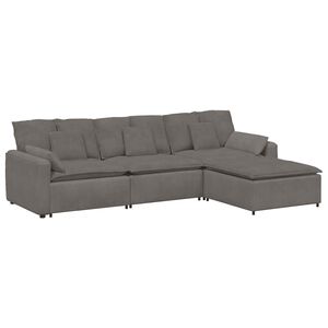 vidaXL Modulaire bank met voetenbank en kussens lichtgrijs