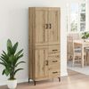 vidaXL Hoge kast met lade 2 pcs Artisan Eiken Bewerkt hout
