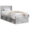 vidaXL Bedframe met opbergruimte en hoofdbord Betongrijs 90 x 200 cm