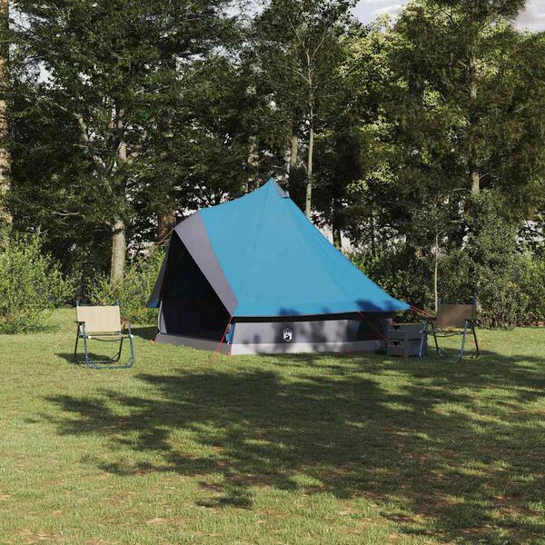 vidaXL Familie Tipi Tent met dak Blauw en Grijs 400 x 346 x 250 cm