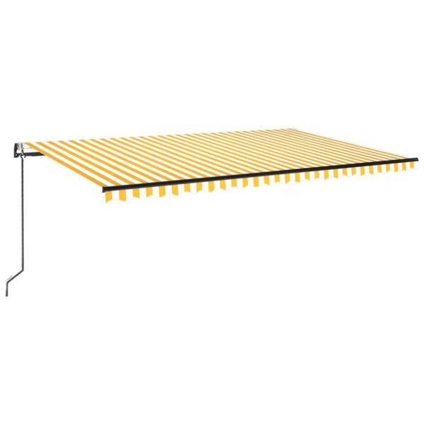 vidaXL Luifel automatisch met LED en windsensor 500x300 cm geel en wit