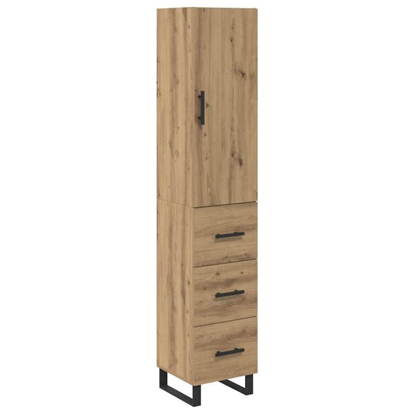 vidaXL Highboard Artisan Eiken 34,5 x 34 x 180 cm Bewerkt hout